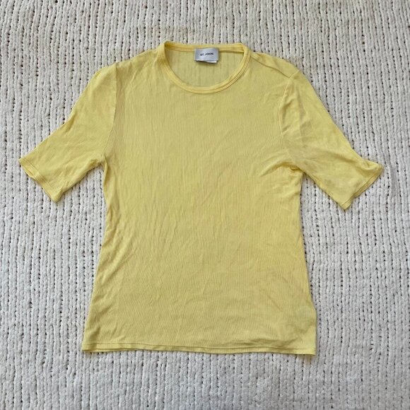 St John Butter Yellow Ribbed T-Shirt - Size M - Picture 1 of 5